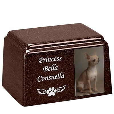Rustic Rectangle Cultured Pet Photo Urn