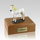 White Standing Horse Cremation Urns 