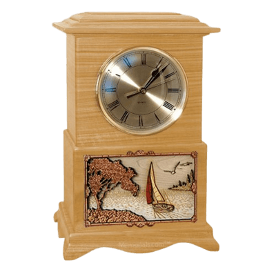 Sailing Clock Oak Cremation Urn