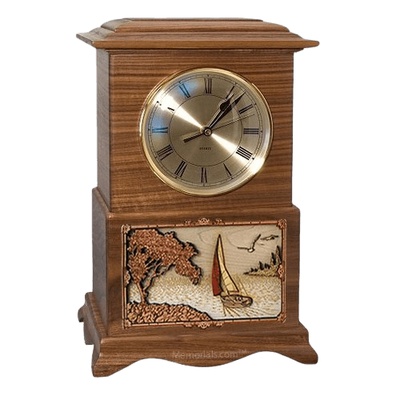 Sailing Clock Walnut Cremation Urn