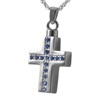 Sapphire Crystal Cross Keepsake Pendant III