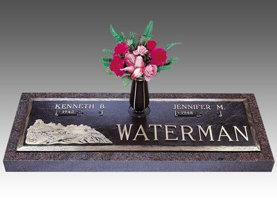 Scenic Guiding Light Bronze Headstone 56 x 16