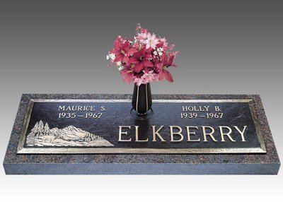 Scenic Hidden Valley Bronze Headstone 44 x 14