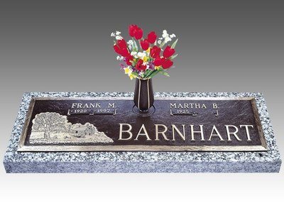 Scenic Old Homestead Bronze Headstone 44 x 14