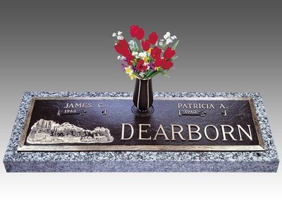 Scenic Paradise Cottage Bronze Headstone 36 x 13