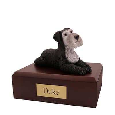 Schnauzer Black and Silver Medium Dog Urn