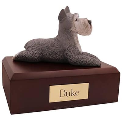 Schnauzer Grey Laying Dog Urns