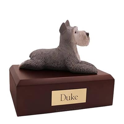 Schnauzer Grey Laying Large Dog Urn