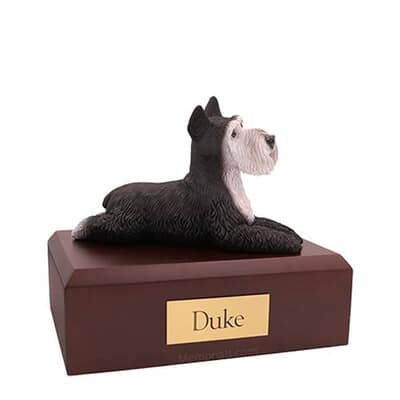 Schnauzer Silver and Black Medium Dog Urn