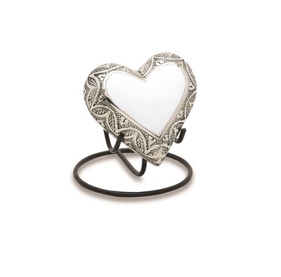 Serene White Heart Keepsake Urn