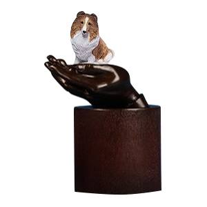 Shetland Sheep Hands Dog Cremation Urn