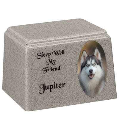 Sierra White Oval Cultured Pet Photo Urn