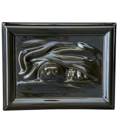 Sleeping Dog Olive Ceramic Urn