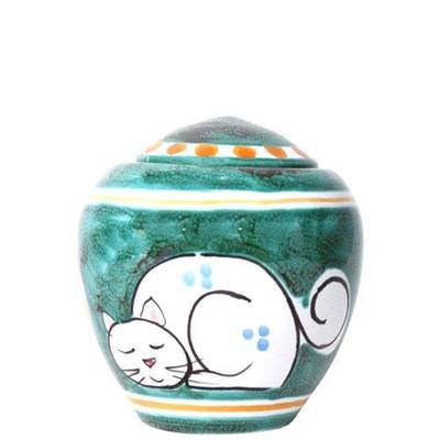 Sleeping Kitty Ceramic Small Urn