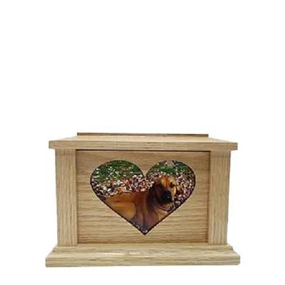 Small Oak Center Heart Picture Pet Urn