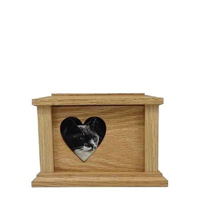 Small Oak Heart Picture Pet Urn