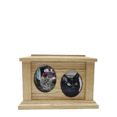 Small Oak Two Forever Picture Pet Urn