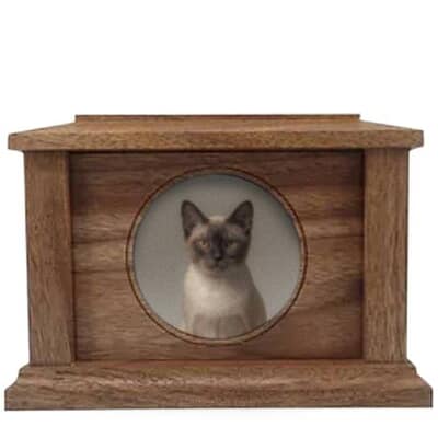 Small Walnut Circle Picture Pet Urn