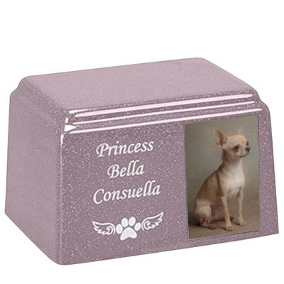 Soft Purple Rectangle Cultured Pet Photo Urn