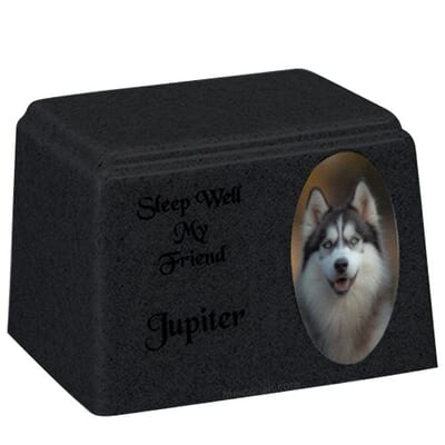 Space Oval Cultured Pet Photo Urn