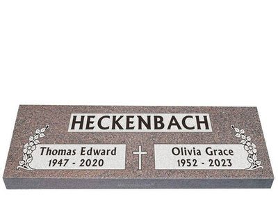 Spiritual Flowers Companion Granite Headstone 40 x 14