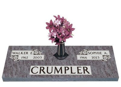 Stacked Floral Companion Granite Headstone 36 x 12