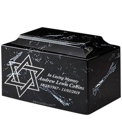 Star of David Black and White Marble Urn