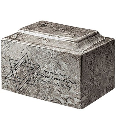 Star of David Cashmere Grey Marble Urn