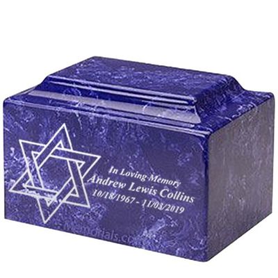 Star of David Cobalt Marble Urn