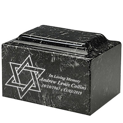 Star of David Ebony Marble Urn