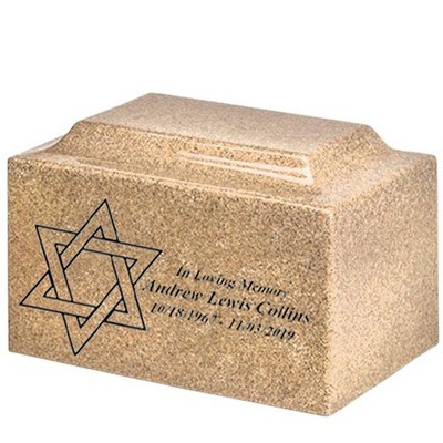 Star of David Golden Sand Marble Urn