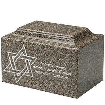 Star of David Kodiak Brown Marble Urn