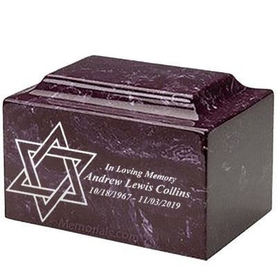 Star of David Merlot Marble Urn