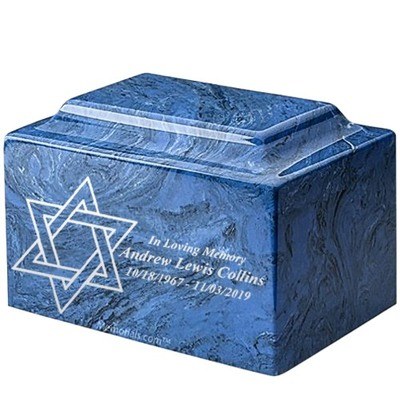 Star of David Mystic Blue Marble Urn