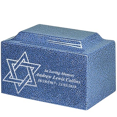 Star of David Paradise Blue Marble Urn