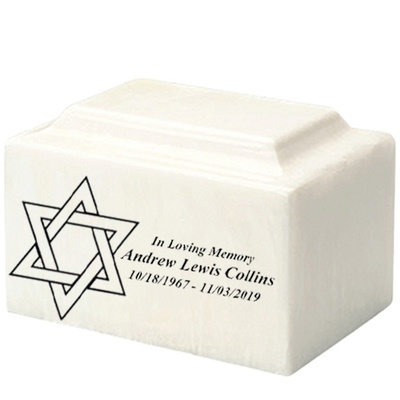 Star of David Pearl Onyx Marble Urn