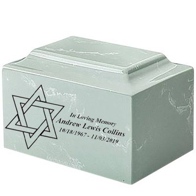 Star of David Seafoam Green Marble Urn