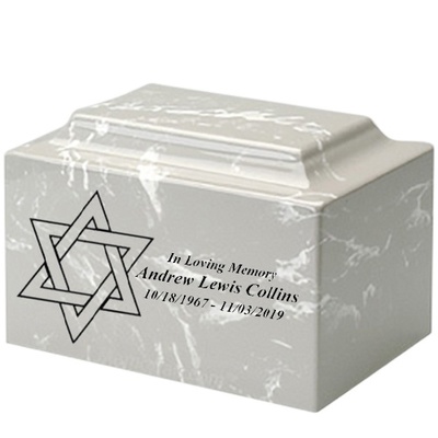 Star of David Silver Marble Urn