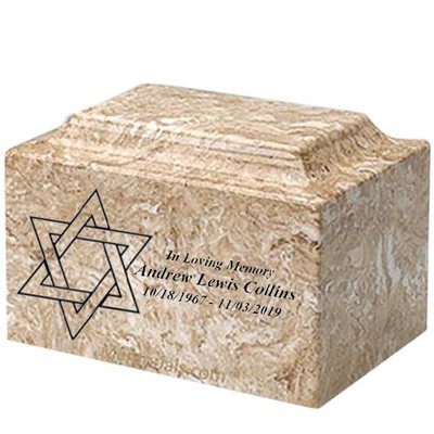 Star of David Syrocco Marble Urn