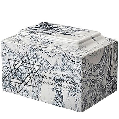 Star of David White and Black Marble Urn