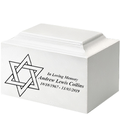 Star of David White Marble Urn