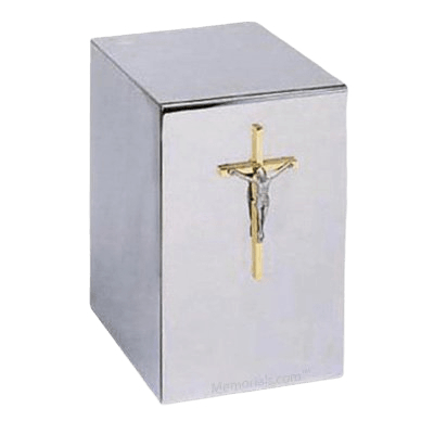 Crucifix Cross Steel Cremation Urn