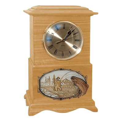 Streamfishing Clock Oak Cremation Urn