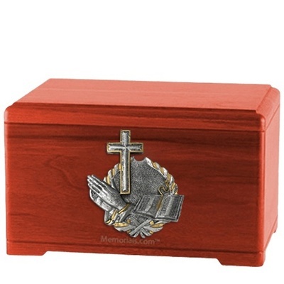 Strong Faith Cherry Wood Urn