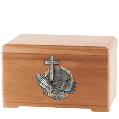 Strong Faith Light Cherry Wood Urn