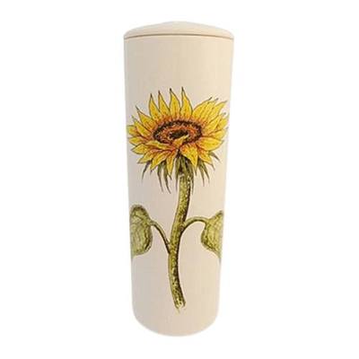 Sunflower Cylinder Ceramic Cremation Urn