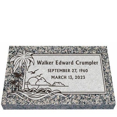 Sunset Waves Granite Grave Marker 26 x 14