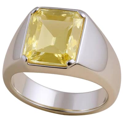Sunshine Yellow Mens Cremation Diamond Ring