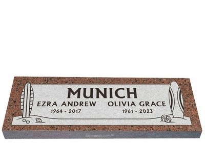 Surfs Up Companion Granite Headstone 36 x 12