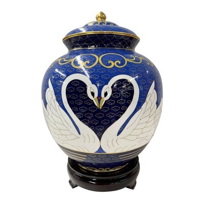 Swan Cloisonne Cremation Urn